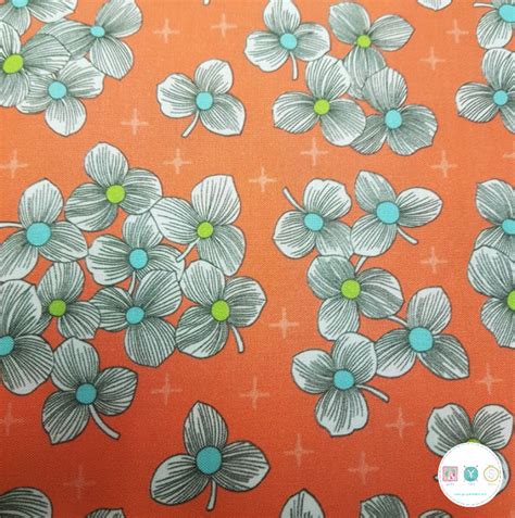 Quilting Fabric Orange Modern Floral From Lexi By Joan Hawley For