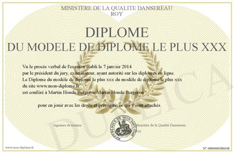 Diplome Du Modele De Diplome Le Plus Xxx