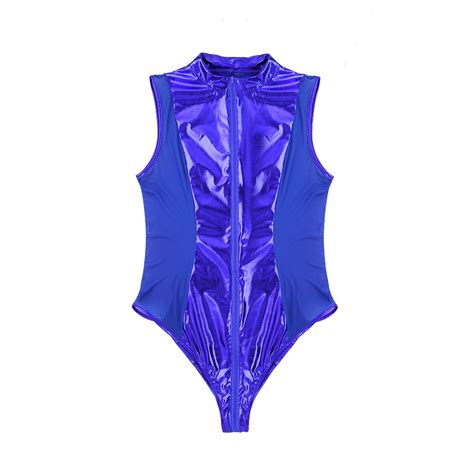Women Shiny Metallic Bodysuit Patent Leather Lingerie Leotard Bikini Monokini Ebay
