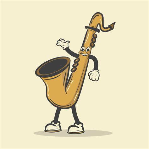 Retro Saxophone Cartoon Character Vector Illustration 13708644 Vector