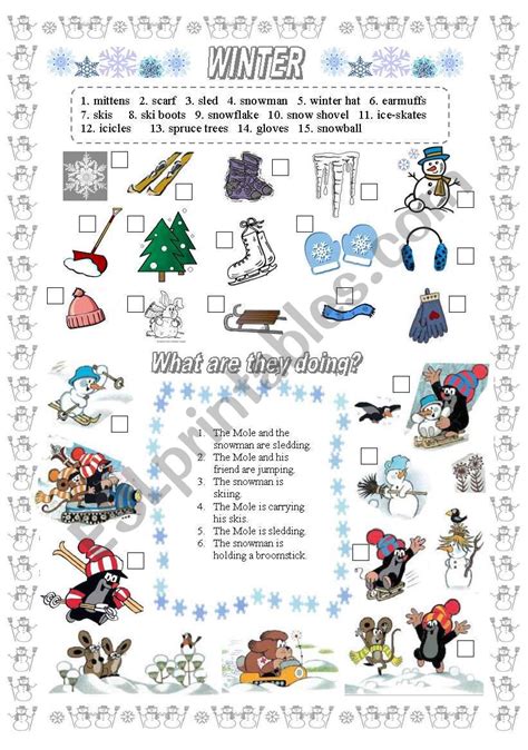 Winter Esl Worksheet By Kamilam