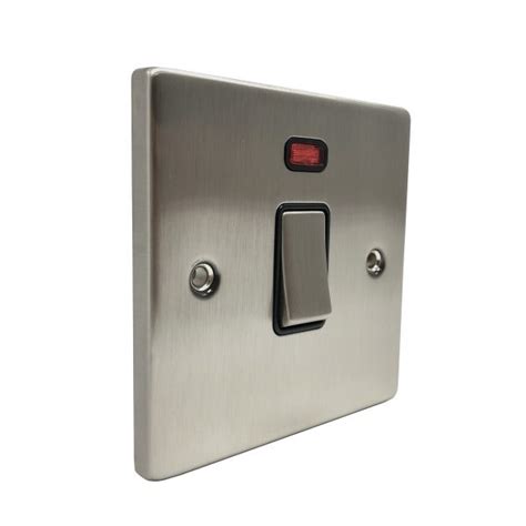 1 Gang 20a Double Pole Switch With Neon Brushed Chrome Black Insert