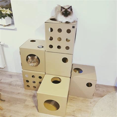 Cardboard 9 Modular Cat House Box Playhouse Furniture Cave Etsy