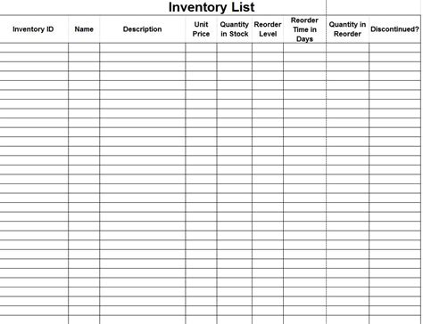 inventory control forms inventory control form