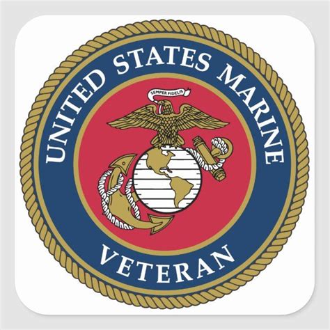 Us Marine Veteran Blue Square Sticker Zazzle Us Marine Marine