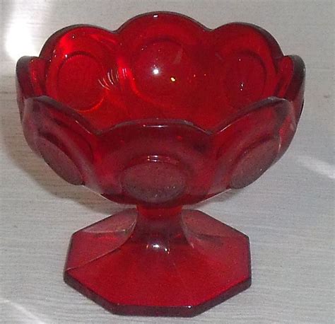 Fostoria Coin Glass Ruby Red Compote Candy Dish 3 75 Vtg American Centennial Ebay Fostoria