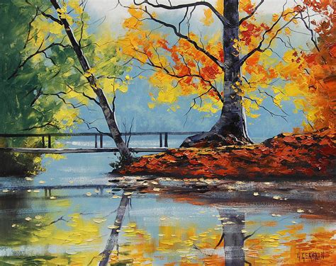 Autumn Lake Painting By Graham Gercken