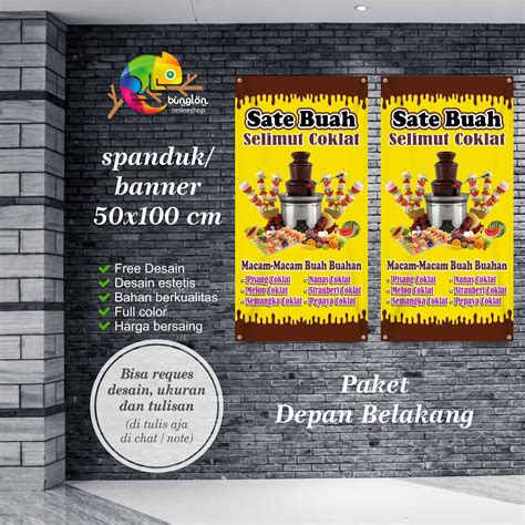 Spanduk Banner 50x100 Cm Plang Spanduk Sate Buah Selimut Coklat Free