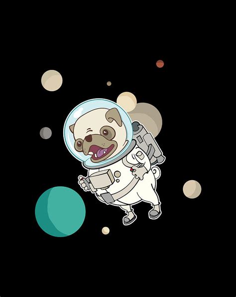 Pug Space Astronaut Dog With A Jetpack Digital Art By Jane Arthur
