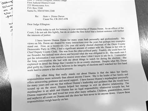 The writer should also give the judge a little bit of information about himself, including employment, connection to the community and anything else that would be relevant to establishing the writer's credibility to the court. Rep. Pearce writes letter to judge urging leniency at Duran sentencing | Local News ...