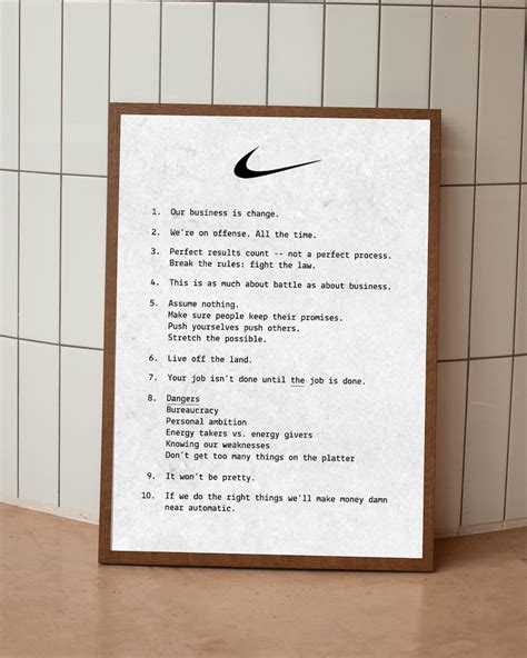 10 Principles Of Nike Poster Phil Knight Rob Strasser Air Movie Film