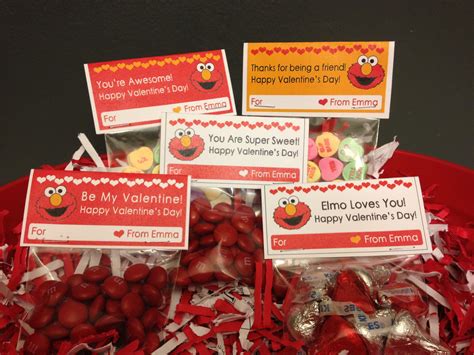 Elmo Valentine Candy Bag Labels Valentines School Valentine Candy