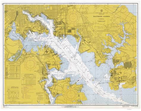 Baltimore Harbor Nautical Map Chesapeake Bay Reprint Ac Harbors Etsy