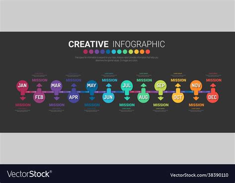 12 Month Timeline Infographics Design Royalty Free Vector