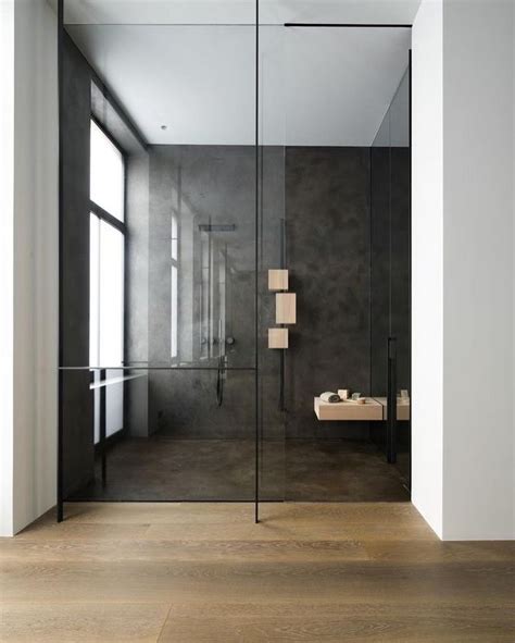 Floor To Ceiling Glass Shower Modern Bathroom Design Bathroom