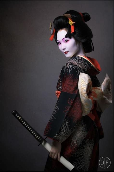A Woman Dressed In Period Kimono Geisha Photoshoot Female Samurai