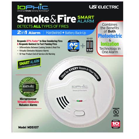 The eeectrical smoke detector and fire alarm is ideal for the home and office use. USI MDS107 Hardwired 2-in-1 Universal Smoke Sensing ...