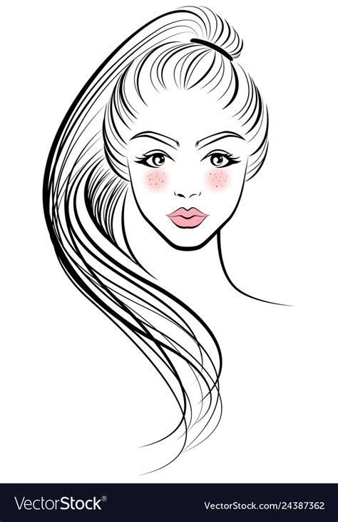 Women Ponytail Hair Style Icon Logo Face Vector Image