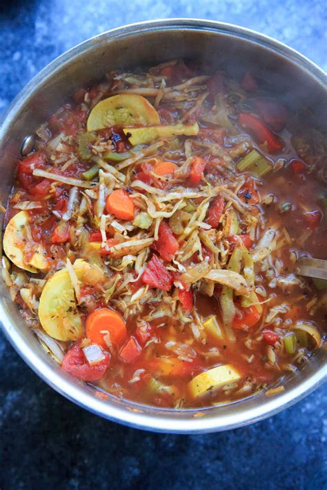 Try a recipe like this one and switch in the vegetables for whatever. Detox Cabbage Soup - Trial and Eater