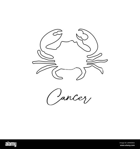 Astrology Zodiac Sign Cancer Horoscope Symbol In Line Art Style