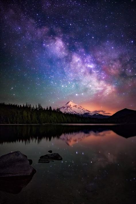 The Milky Way Galaxy As Drifts Beyond Mt Hood As Seen From The