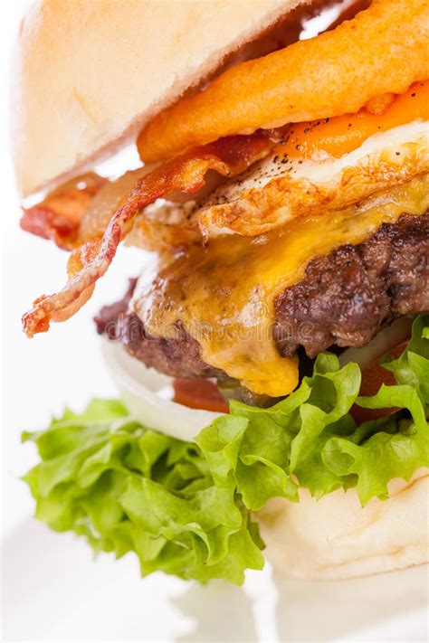 Delicious Egg And Bacon Cheeseburger Stock Image Image Of Meat Fast