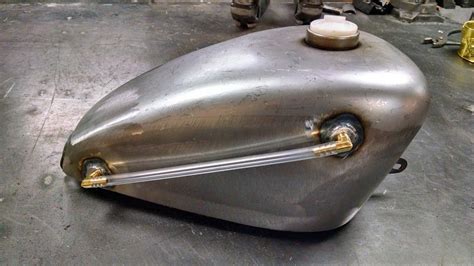Peanut Gas Tank With Brass Fuel Sight Gauge Installed Harley Sportster