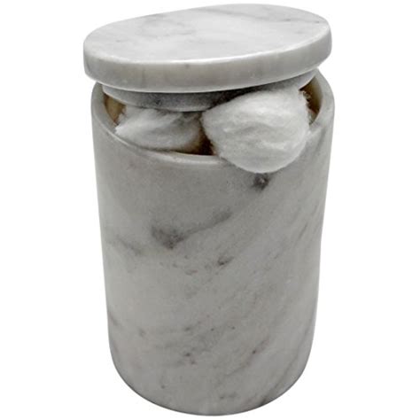 White Polished Marble Canister Jar Bathroom Vanity Container Very