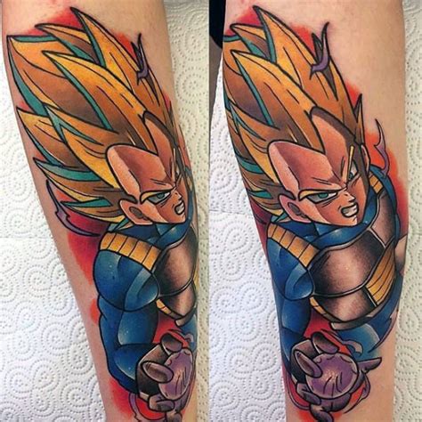 My favorite piece is the framed linework man in beautiful black line opposed by bright red splashes of blood. 40 Vegeta Tattoo Designs For Men - Dragon Ball Z Ink Ideas