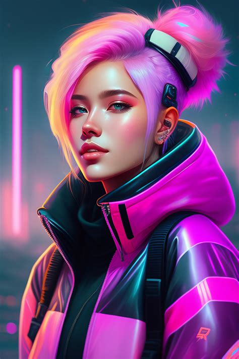 Lexica Detailed Portrait Of Smiling Cute Neon Girl Cyberpunk