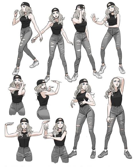 digital character girl poses by joongchel dancer dance sketch standing dynamic poses pose for