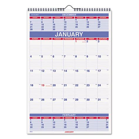Three Month Wall Calendar Ultimate Office
