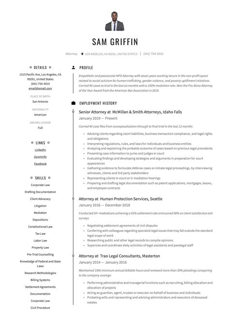 Attorney Resume Examples Writing Guide Templates