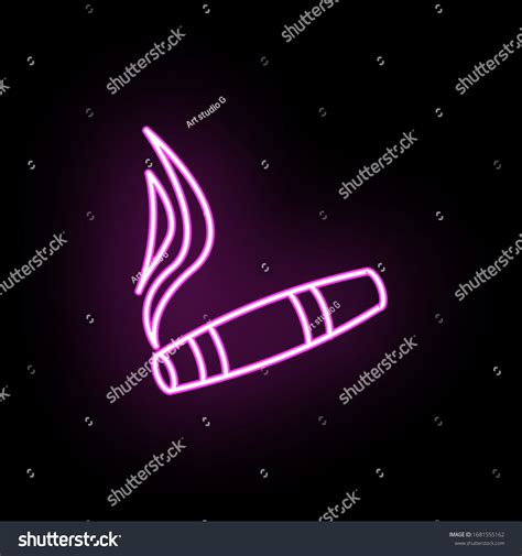 Smoldering Cigar Neon Icon Simple Thin Stock Vector Royalty Free