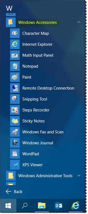 Where Is The Accessories Folder In Windows 10