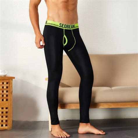 Seobean 2019 Autumn And Winter Mens Sexy Cotton Solid Long Johns Low Rise Thermal Underpants In