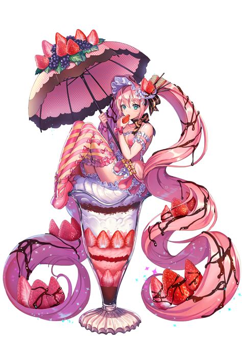 4510398 Pink Hair Umbrella Anime Black Background