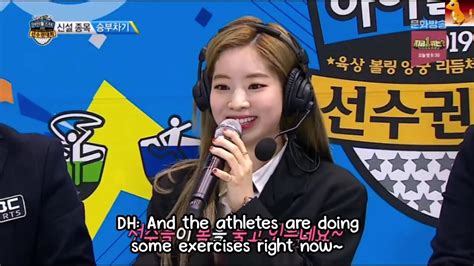 dahyun and the athletes are stretching right now~ controlling the male idols isac 2019