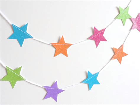Summer Popsicle Rainbow Glitter Star Paper Garland Party