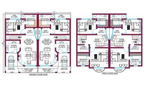 25x45 Feet 3 Bhk Duplex House Plan Download Dwg File Cadbull