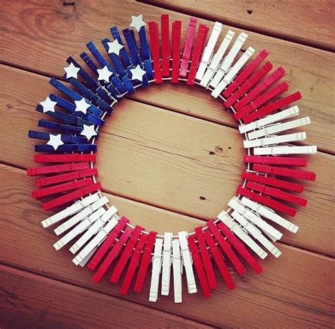 Fourth If July Clothes Pin Wreath Clothespin Art Clothes Pin Wreath