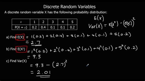 discrete random variables the expected value of x and varx youtube