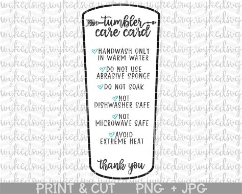 Tumbler Care Card Png Print And Cut Care Card Tribal Arrow Etsy