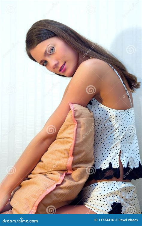 Female Stock Photo Image Of Face Fashion Bare Pillow