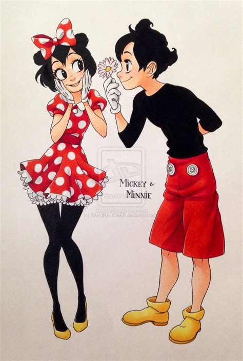 Mickey And Minnie By Sakura Joker On Deviantart This Is Toooo Cute I