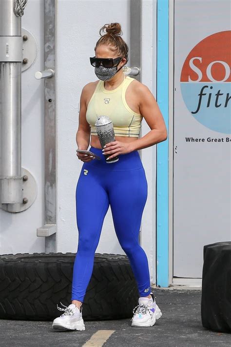 Jennifer Lopez In Blue Leggings Seen At A Gym In Miami Gotceleb