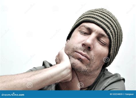 Young Man Suffering From Toothache Teeth Pain Having A Swollen Stock