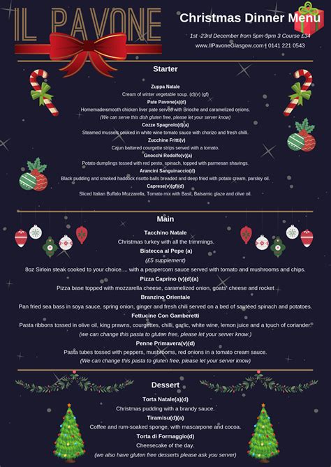 Christmas has been steadily gaining popularity in mainland china in the last two decades. Christmas Menu | Il Pavone Restaurant