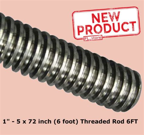 1 5 X 72 Inch Acme Threaded Rod Low Carbon Steel 6 Feet Long Fully