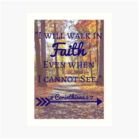 Faith Bible Verse 2 Corinthians 57 Fall Leaves Art Print For